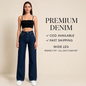 Navy blue wide leg jeans