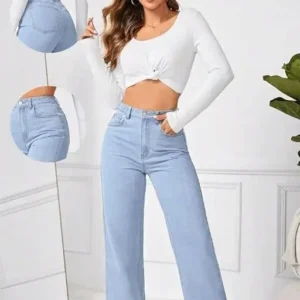 Wide Leg Distressed Baggy Denim Jeans