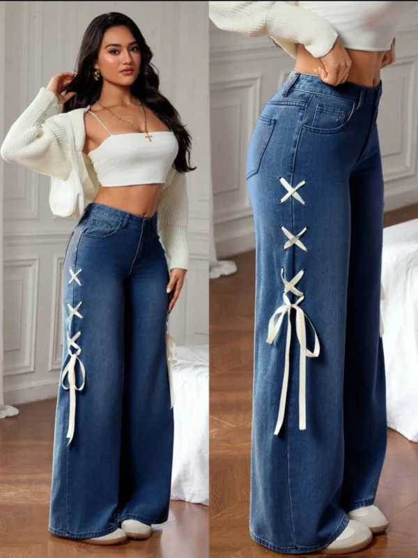 Blue wide leg jeans