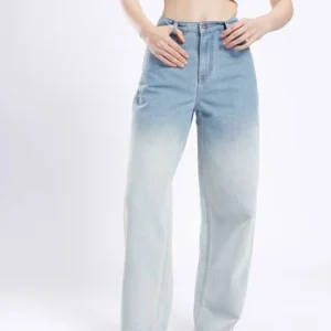 Blue high-rise baggy jeans