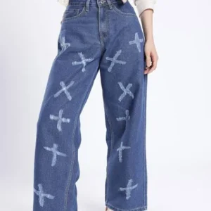 Blue Baggy Distressed Jeans