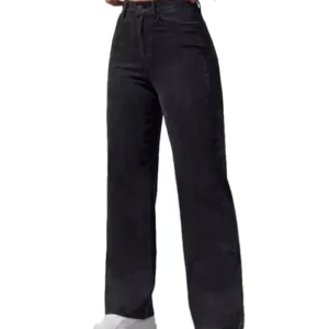 Black Wide-Leg High-Waisted Jeans
