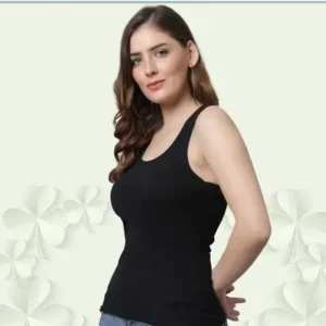 women wear a black tank top