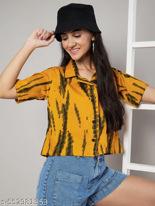 Viscose Stylish Printed Crop Top For Women