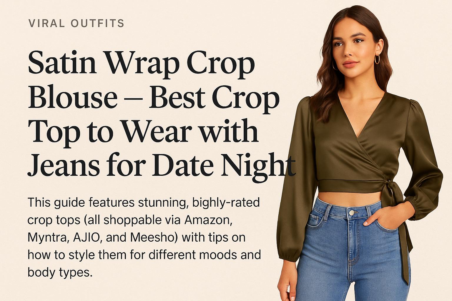 Satin Wrap Crop Blouse – Best Crop Top to Wear with Jeans for Date Night