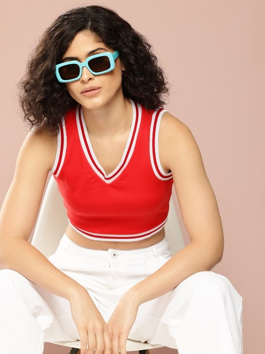 Harvard
Pure Cotton V-Neck Ribbed Sleeveless Crop Top